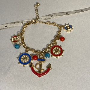 Nautical theme bracelet anchor steering wheel charms